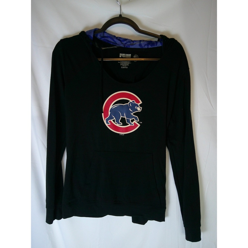 Major League Fitness Chicago Cubs Womens Black Scoop Neck Hoodie Size M MLB